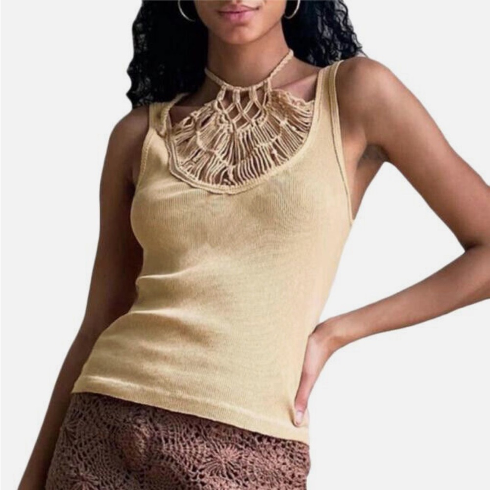 We The Free Crochet Ribbed Tank Top Size XS Rust Orange